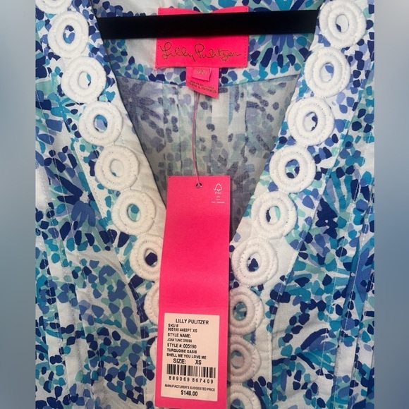 NWT Lilly Pulitzer Joan Tunic Dress in Turquoise Oasis Shell Me You Love Me XS - Picture 5 of 6